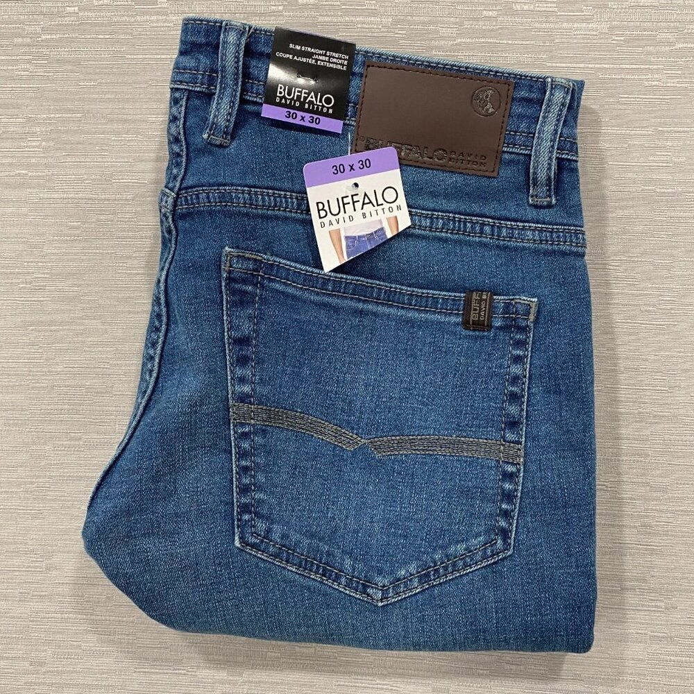 Buffalo Jack Jeans Mens 30 x 30 Slim Fit Straight Leg Medium Wash Denim